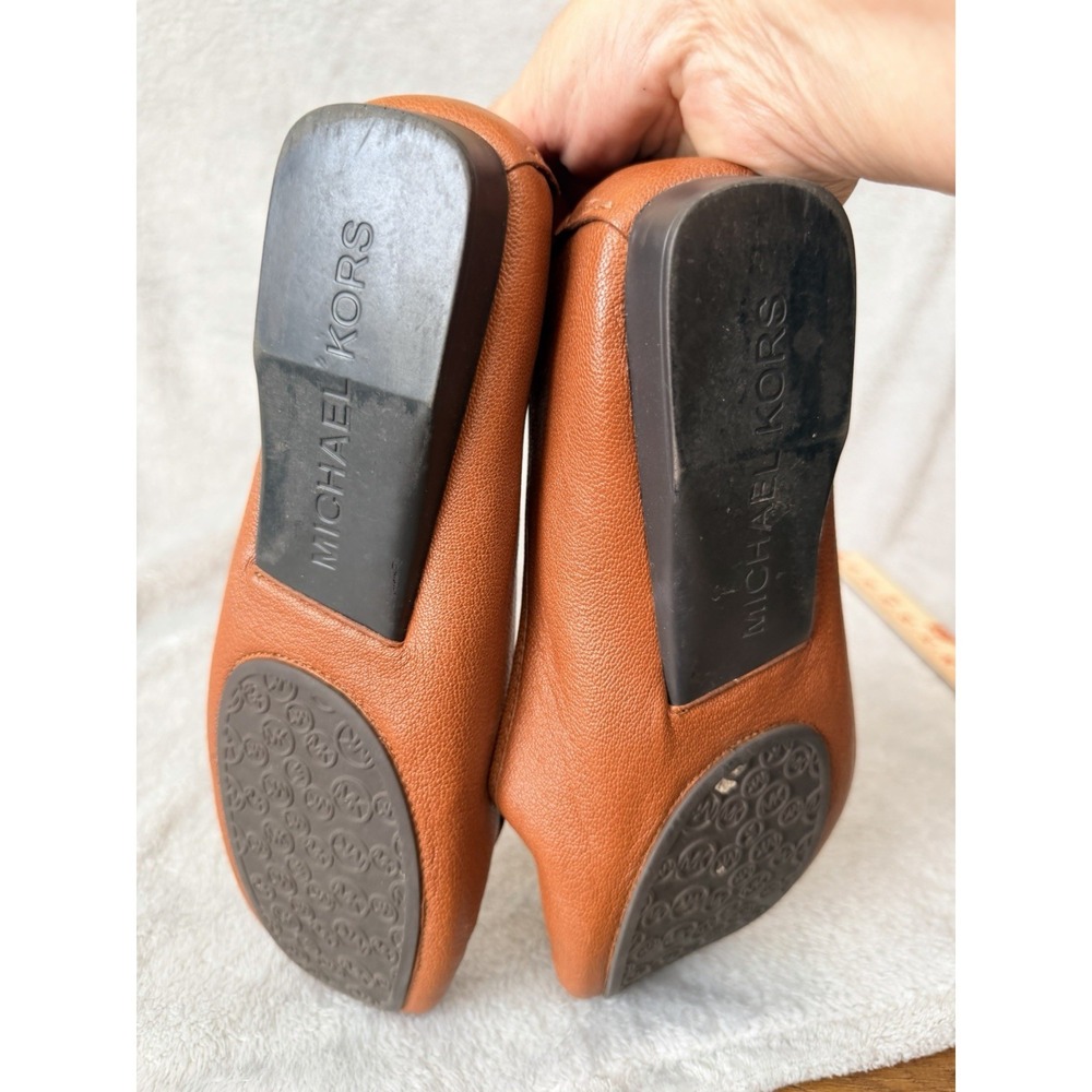 Michael Kors Hamilton Loafer Shoes Womens Size 9 Flats Leather Brown Logo - Picture 4 of 6